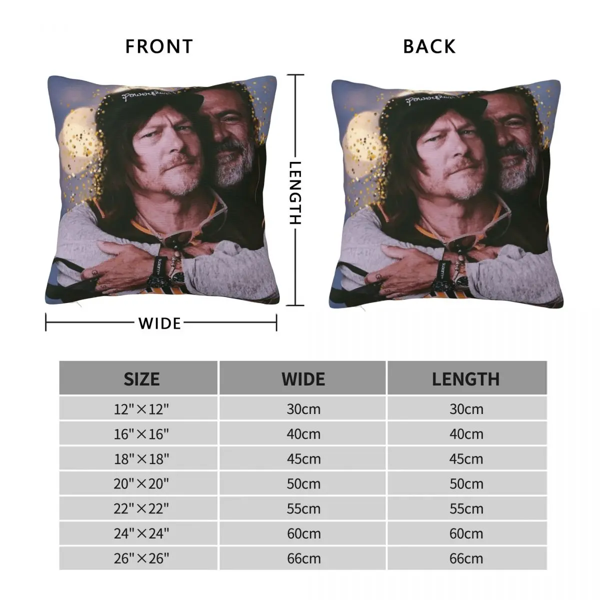Norman Reedus Jeffrey Dean Morgan Square Pillowcase Polyester Linen Velvet Printed Zip Decor Throw Pillow Case Bed Cushion Cover
