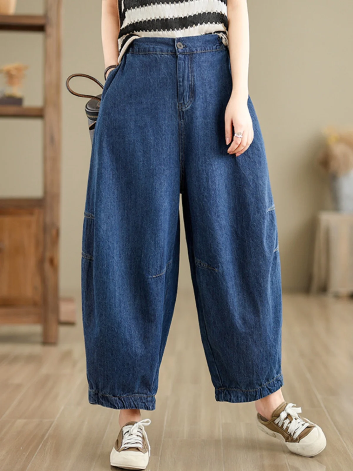 Retro Denim Jeans Dames Rechte Pijpen Faion Afslanken Losse Casual Negen Punten Oude Vader Wijde Pijpen Broek Lente Nieuwe Collectie