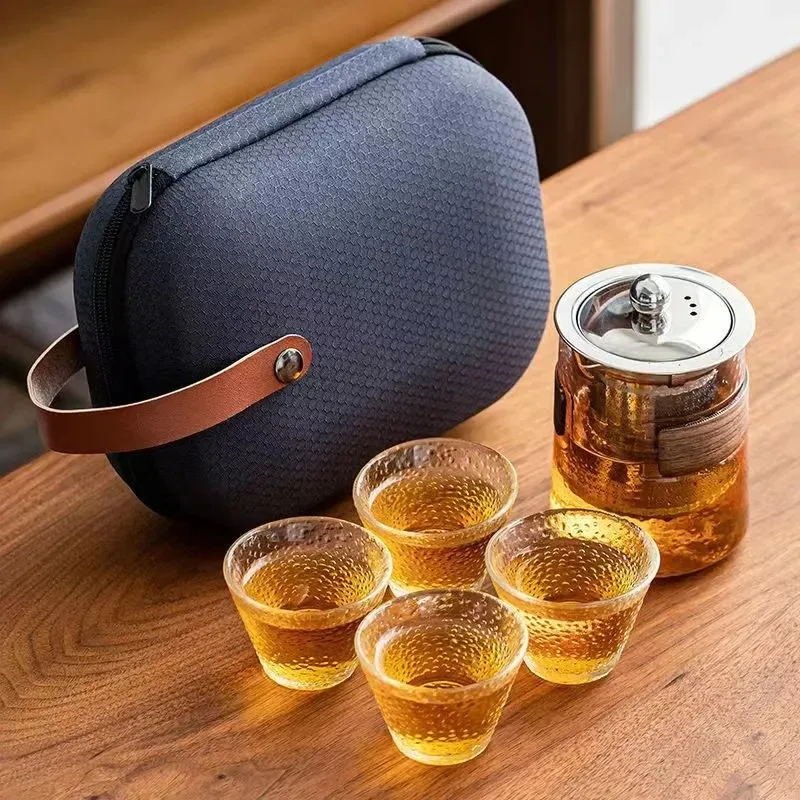 

Portable Travel Tea Set High Temperature Resistant Glass Tea Cup Set 2022 New Hot Travel Essential Tea Set Accessories