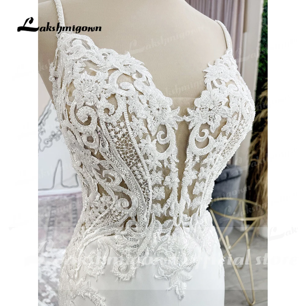 Novo mariage querida sereia vestido de casamento renda boêmio vestido de casamento tribunal trem simples vestido de noiva personalizado vestidos de praia