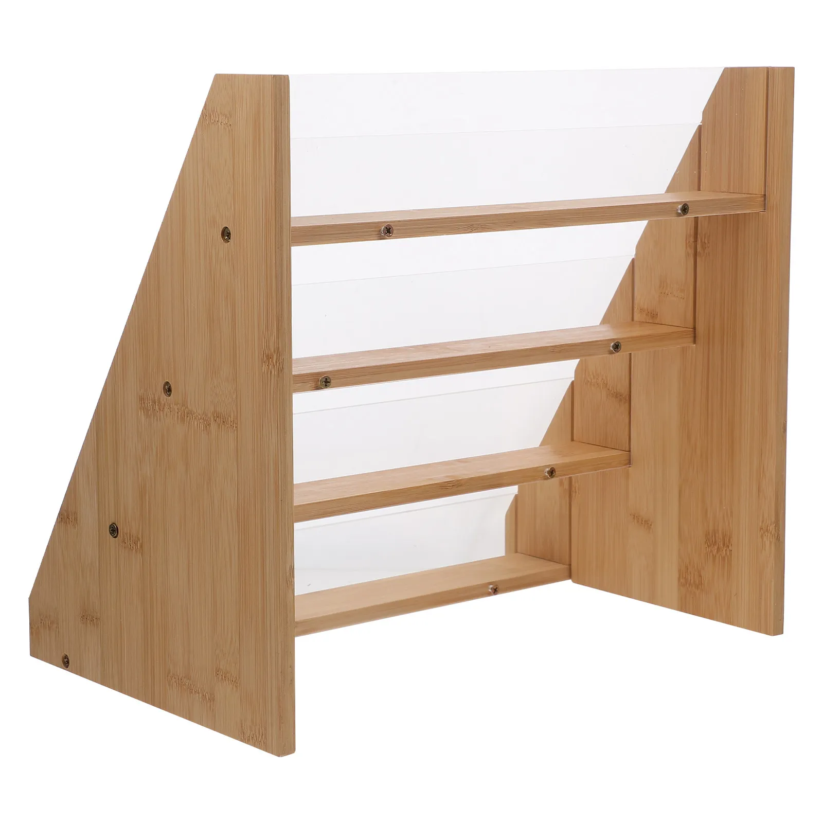 Multi-Layer Bamboo Greeting Card Organizer Display Stand for Postcards Photos Birthday Card Holder Rack Storage