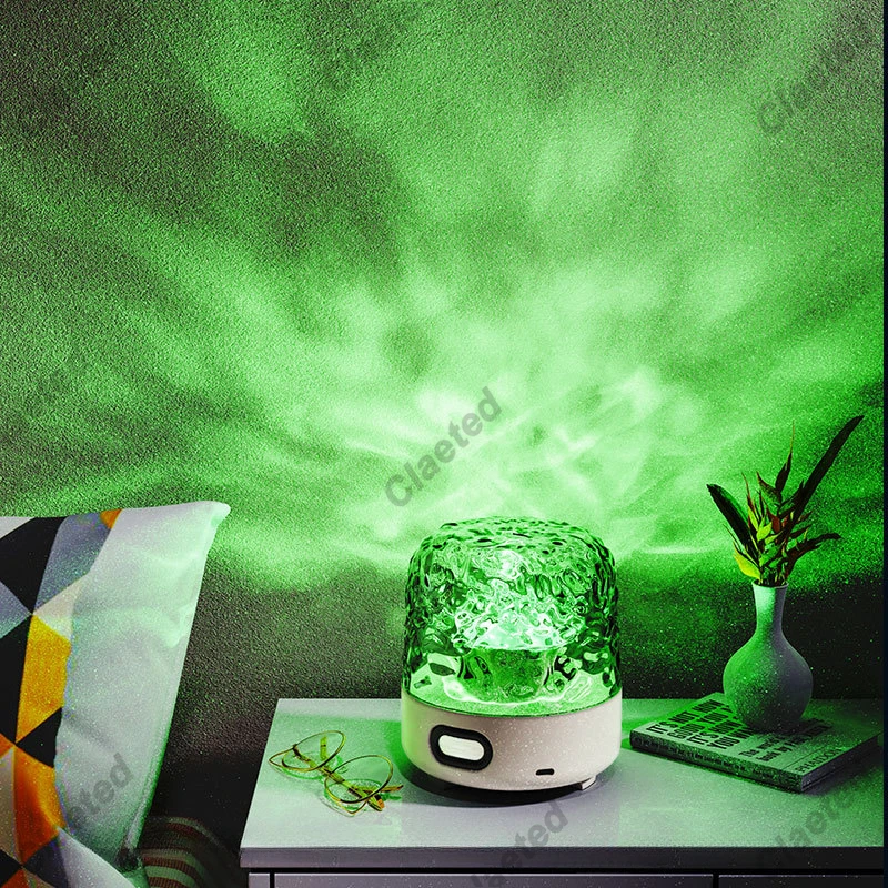 New Bedside Night Light with Bluetooth Speaker Water Pattern Projection Small Table Lamp Bedroom Romantic Atmosphere Light