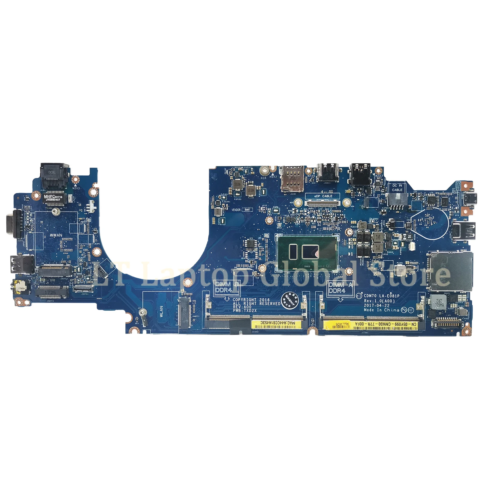 LA-E081P Laptop motherboard for Dell Latitude 5480 E5480 0NNXR5 04X333 0W86DG 06G614 pc mainboard i3 i5 i7 6th/7th CPU Gen DDR4