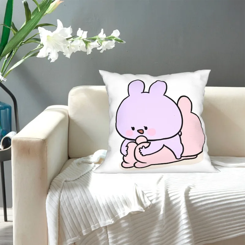 Cute cartoon rabbit pillow cover cute animal print decorative cushion cover 18x 18 inch with zipper machine washable