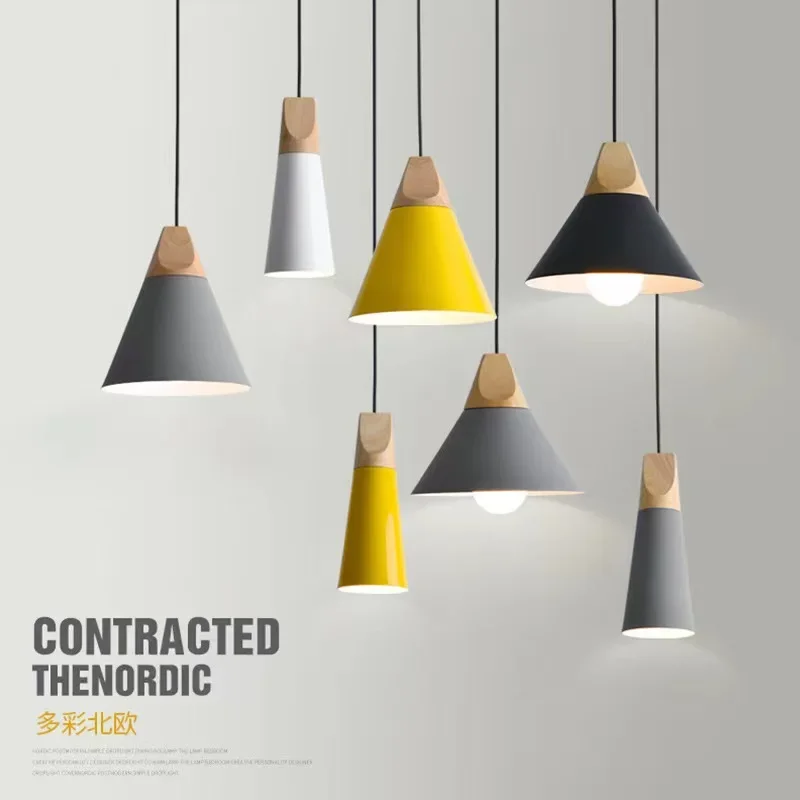 

Pendant Lights Modern Wood Pendant Lamp Nordic light For Cafe Restaurant Bedroom Hanglamp Kitchen Colorful Suspension Luminaire