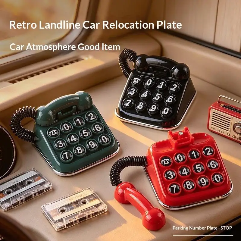 Vintage Temporary Parking Phone Number Plate Creative Car Relocation Telephone Sign Auto Interior Decor Accessory Gift Owners