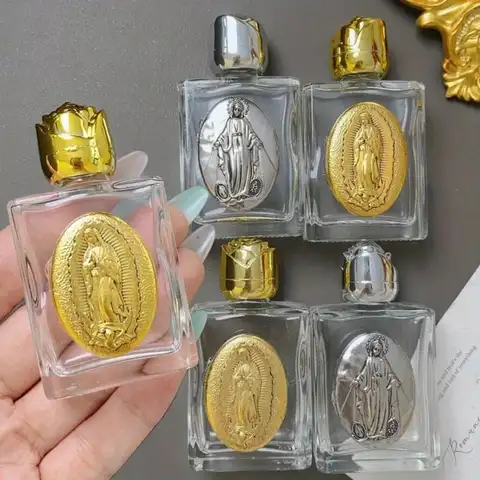 1pcs Holy Jesus Bottle Religious Cross Christian Virgin Sculpture Bottle Holy Water Storage Perfume Lotion Separate Bottles