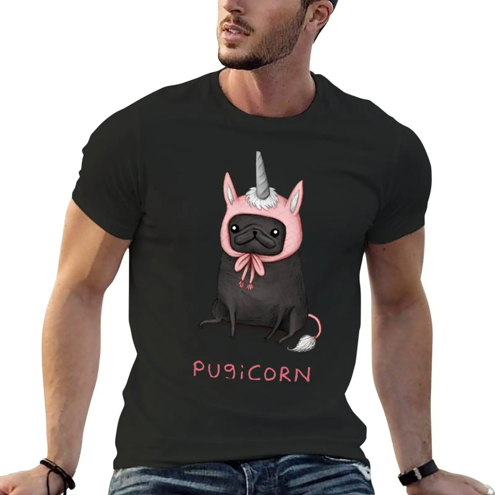 Pugicorn T-Shirt oversized graphic tee blacks graphic t shirt vintage shirts graphic tee vintage t shirt men