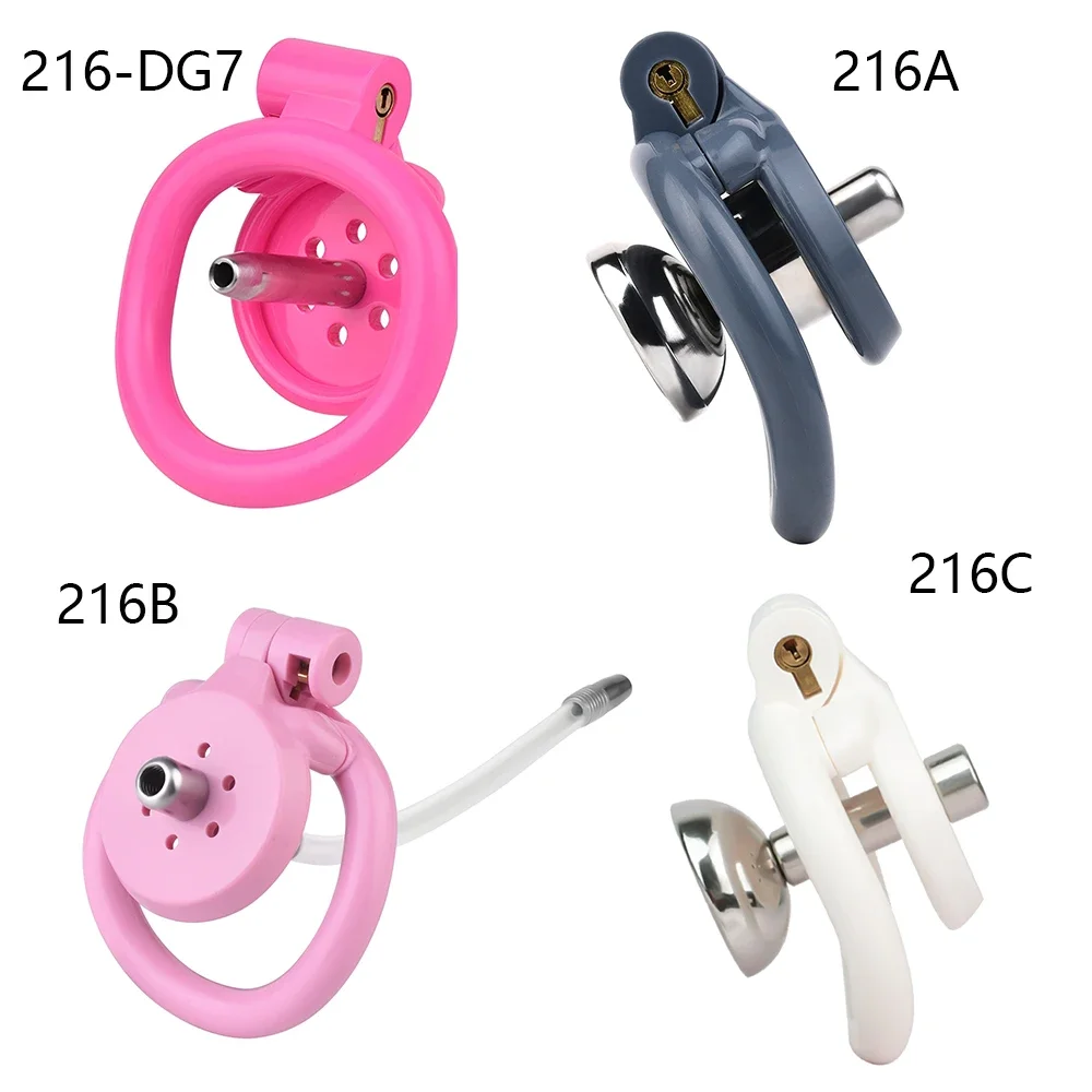 Flat Inverted ABS Sissy Male Chastity Cage Set 4 Size Arc Penis Ring Cock Lock CBT Cage Sex Toys Men 3216 B C - view 2