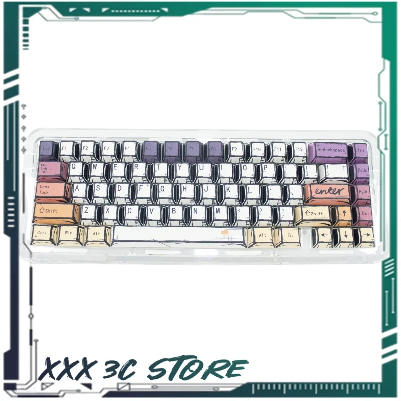 Womier Anime Manga Style Keycap 134 Key Cherry Profile Pbt Material Thermal Sublimation Transparent Mechanical Keyboard Anime