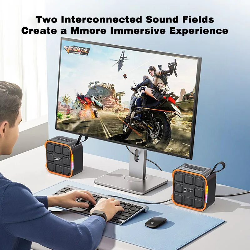 مضخم صوت بلوتوث 5.4 مكبرات صوت هاي فاي يدعم مكبرات الصوت اللاسلكية Tandem مكبر صوت صغير محمول لطيف للمسرح المنزلي