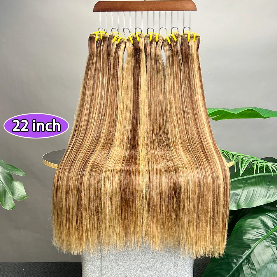 مستقيم P4/27 تسليط الضوء على حزم الشعر البشري الملون 100 جرام 100% الخام شعر بشري لعذراء النسيج ملحقات 1/2/3/4 حزم