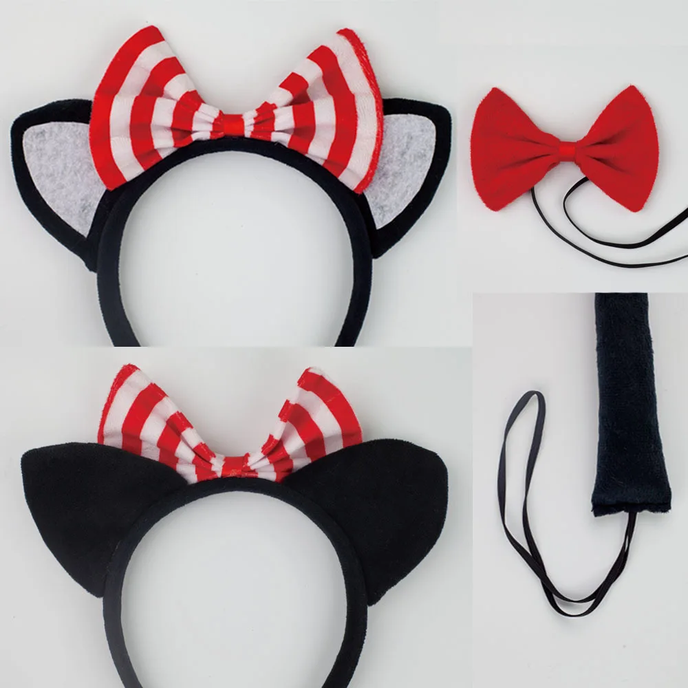 Halloween Striped Cat Ears Hairbands Bow Ties Tutu Dress Sets Easter Festival Party Cosplay Costume Child Animal Performance