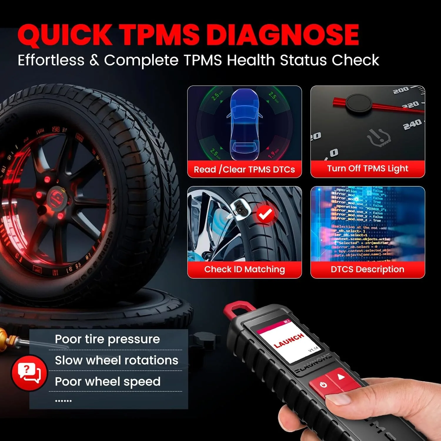 Launch I-TPMS Handheld TPMS Service Tool Can Be Binded with X-431 Scanner and the I-TPMS APP Supports All 315/433MHz Sensors