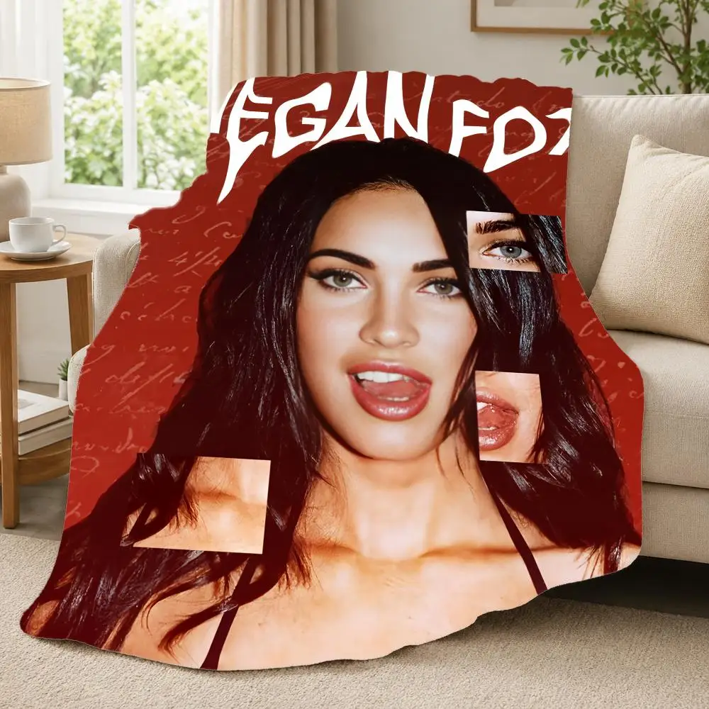 Actress M-Megan Fox Throw 240G Lightweight Throw Blanket Soft Cozy Fleece Blanket for Sofa Bed Home Decor