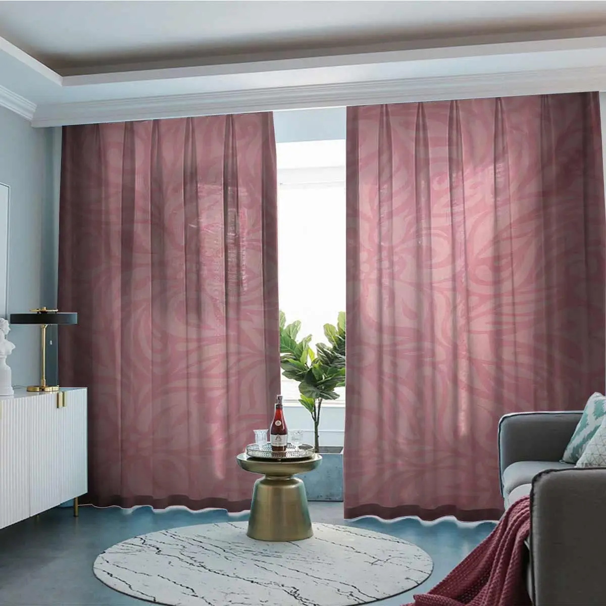 Pale Pink Blackout Curtains 3D Print Window Curtains for Bedroom Living Room Decor Window Treatments