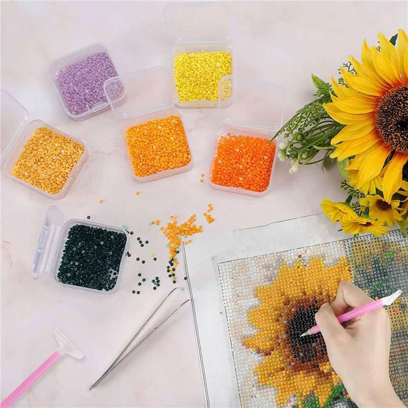 

AB11-120 Pack Clear Plastic Beads Storage Containers Box With Hinged Lid For Small Items, Diamond, Beads (2.2X2.2X0.79In)