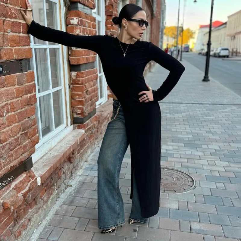 Talenza Fashion Split Long Dress Women's Solid High-Waisted Asymmetric Slim  Sexy New Dress Elegant Party Looks Female Maxi Dress - AliExpress 200000345