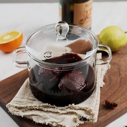 Glass Saucepan With Cover,Stovetop Cooking Pot With Lid And Handle Simmer Pot Clear Soup Pot High Borosilicate
