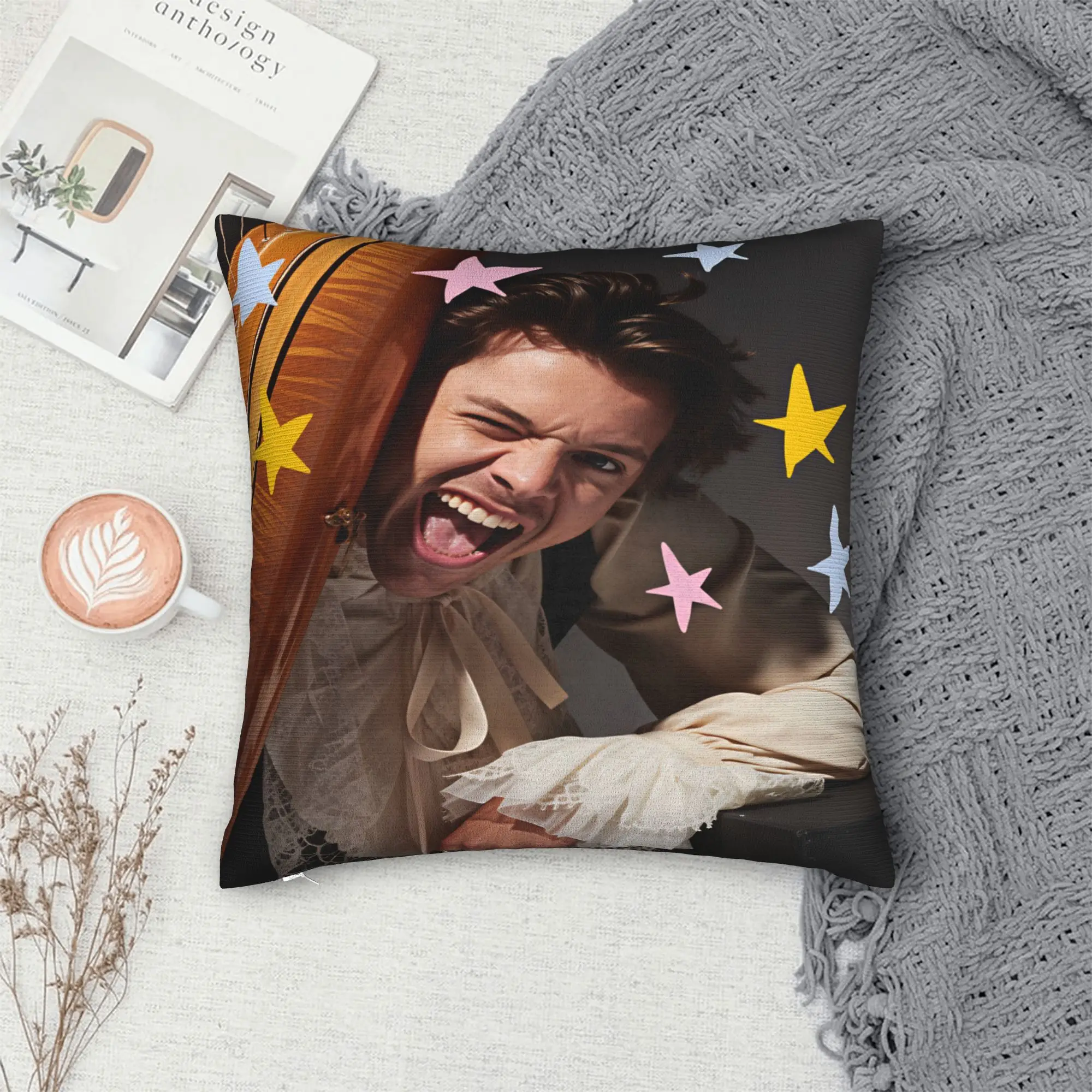Pillow Case Harrys S-Styles Kiss Al the Time Square  Pillow Cover For Chair Sofa Home Decor Vintage Pillowcases