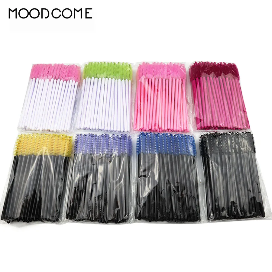 Lot de 50 brosses cosmétiques jetables, outils de maquillage, baguettes de Mascara, applicateur, Micro cils, Extension de cils