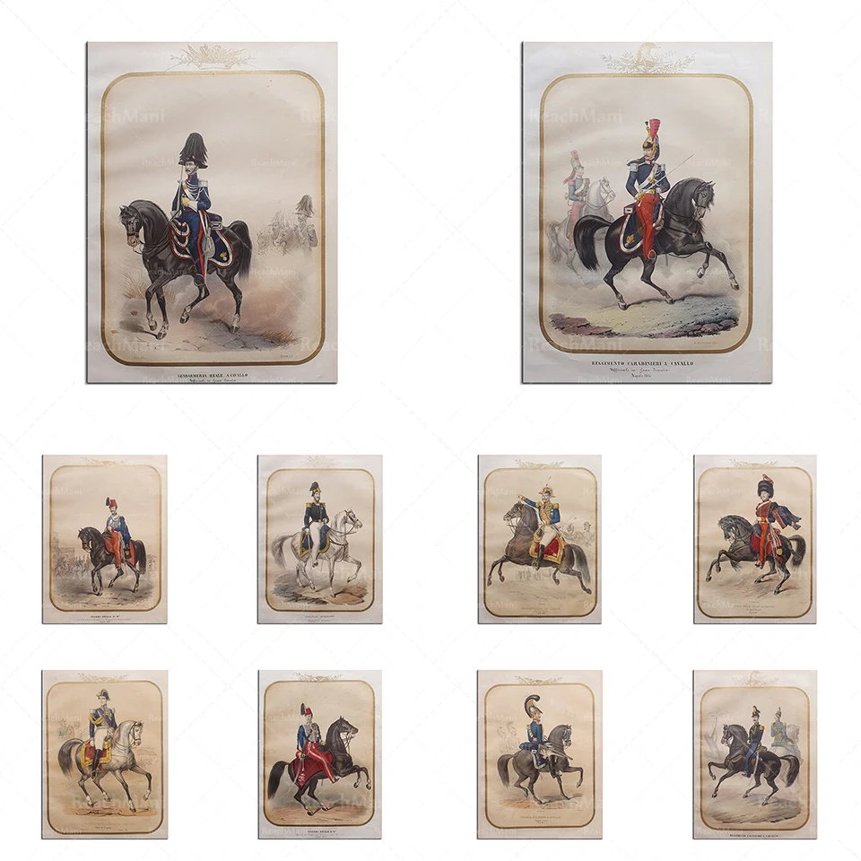 Disfraz Militar Italiano - General de Campo - Regimiento de la Guardia Civil a Caballo - Cazador, Cacciatori a cavallo A. Zezon - Póster