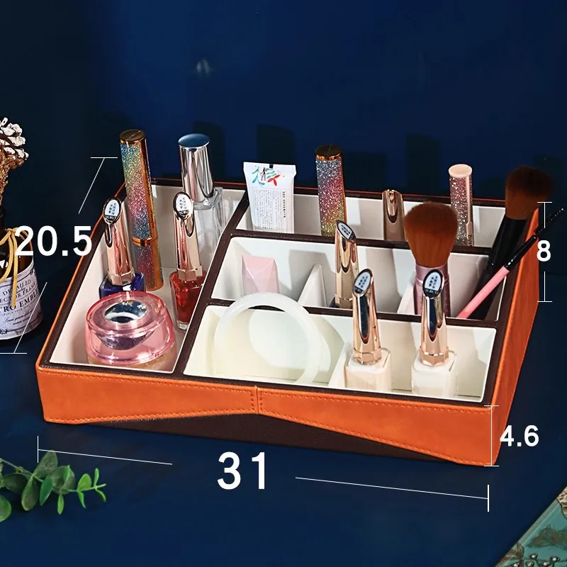 Cosmetic Tray One Layer Jewelry Tray PU Elegant Desk Tray Collection Display Tray