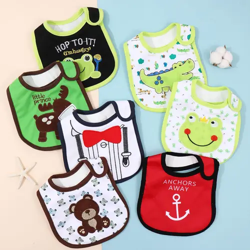 아기 턱받이 신생아 방수 타액 수건, 어린이 밥 주머니, 유아 만화 자수 턱받이 