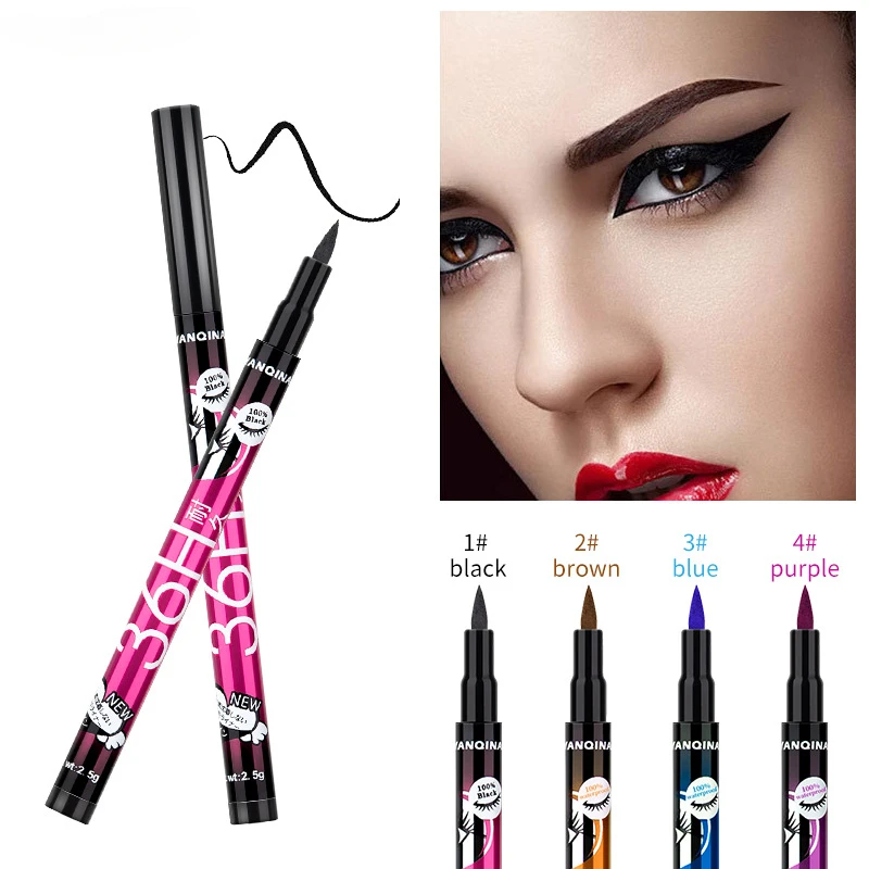 Wasserdichter Eyeliner Bleistift 36h langlebiger schnell trocknender schwarzer flüssiger Eyeliner flüssiger Eyeliner Stift kein blühendes Kosmetik werkzeug