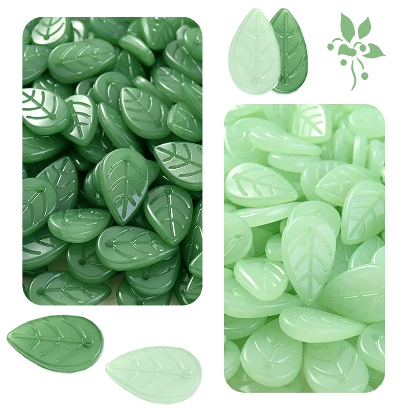 50 pcs/lot 18x11mm Green Small Leaf Shape Beads For Jewelry Making Handmade Necklace Bracelet Charm DIY Accessories