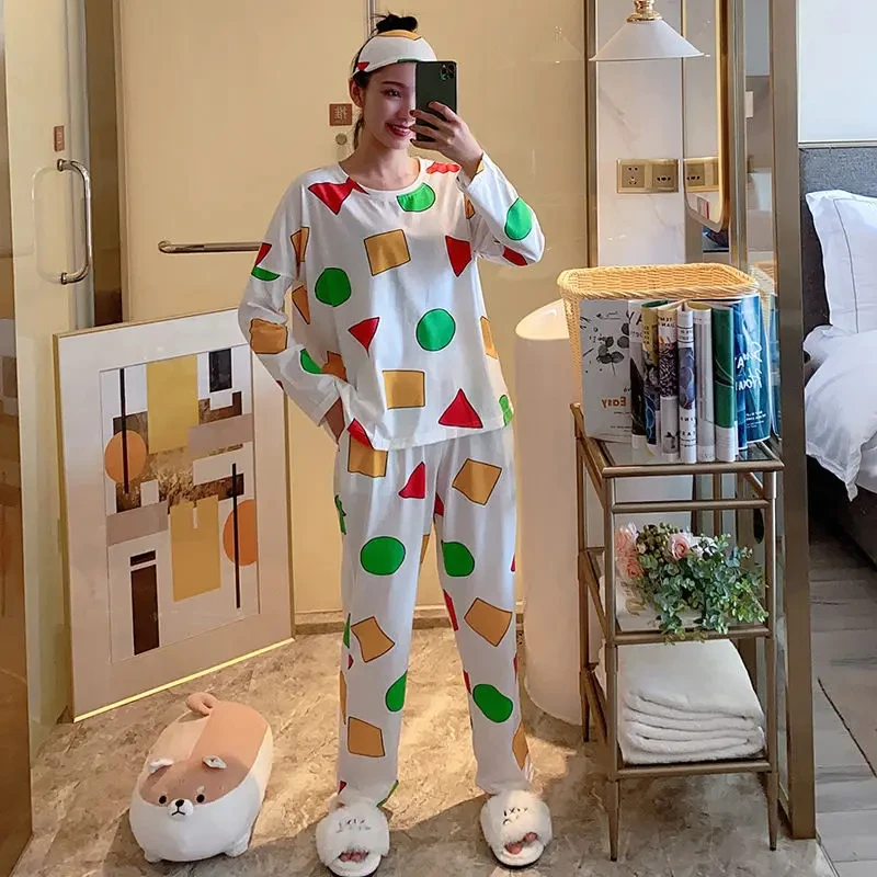 Pijama Sin Chan homme pyjama Sinchan coton automne à manches longues pantalons ensembles pyjamas japonais pour Couples homme et