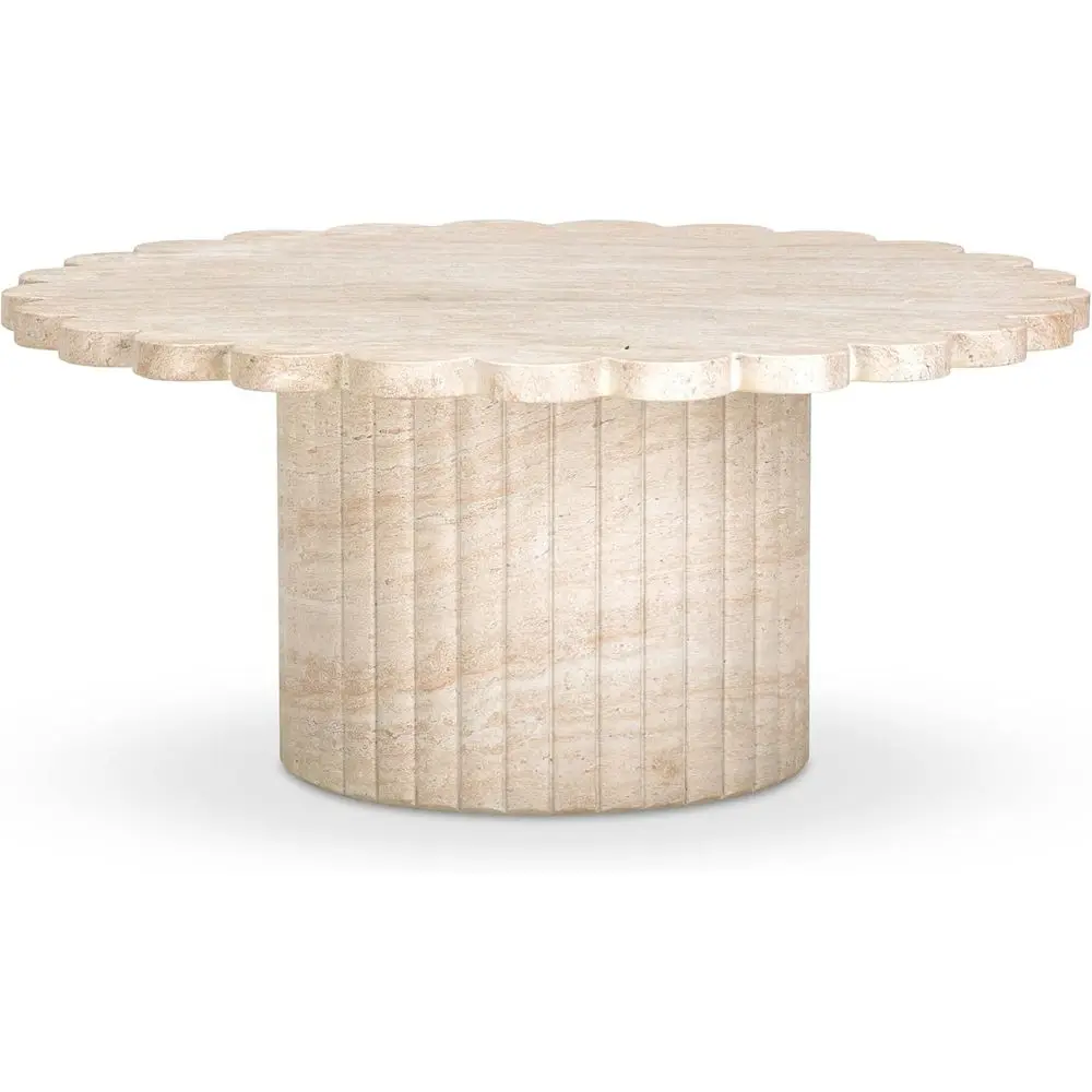 

Indoor/Outdoor Travertine Coffee Table with Blossom Finish