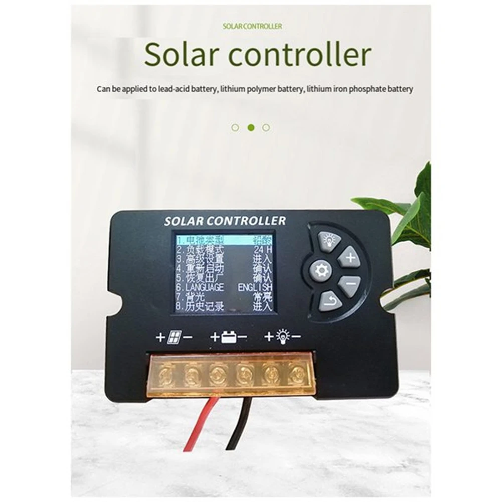 TAIGH-12V/24V PWM Solar Charge Controller With Color LCD Screen, Adjustable Voltage, Multi-Battery Support