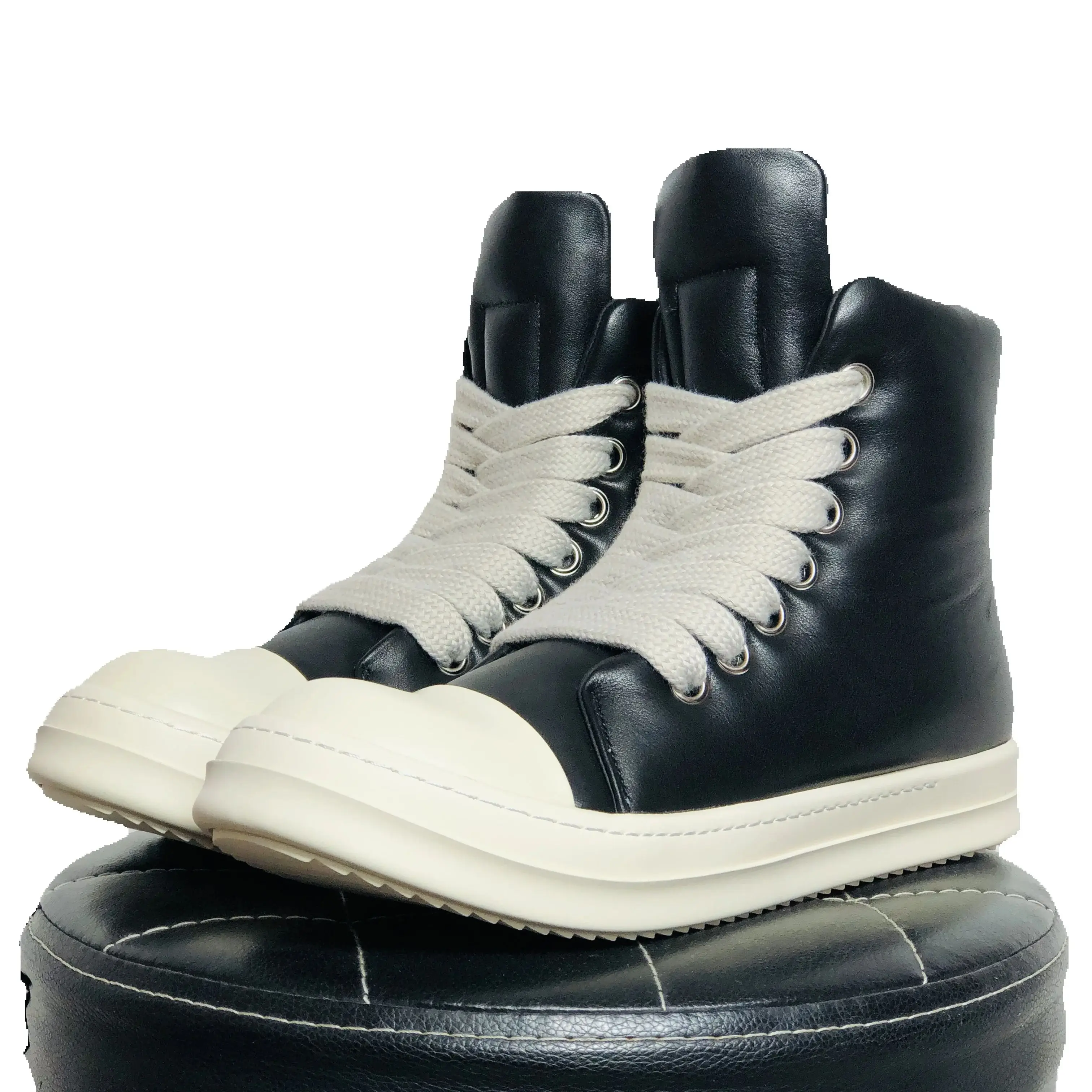 

Мужская обувь Высокие женские ботинки Jumbo на шнуровке Кожаные туфли для хлеба Повседневные роскошные черные мужские винтажные модные дизайнерские кроссовки на молнии