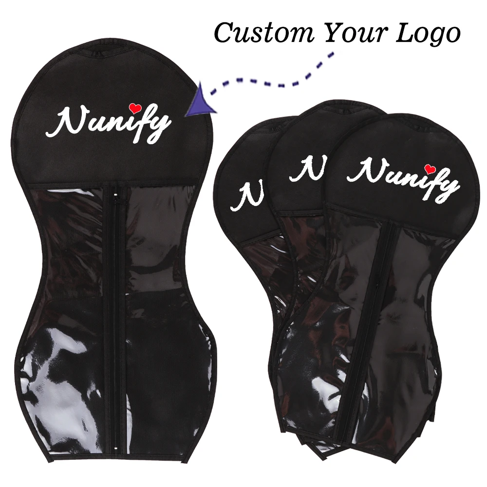 5Set Hair Extension Storage Bag With Hanger Custom Dust Proof Non Woven Wig Bag With Hanger Gourd Shaped Bags For Wig Storage