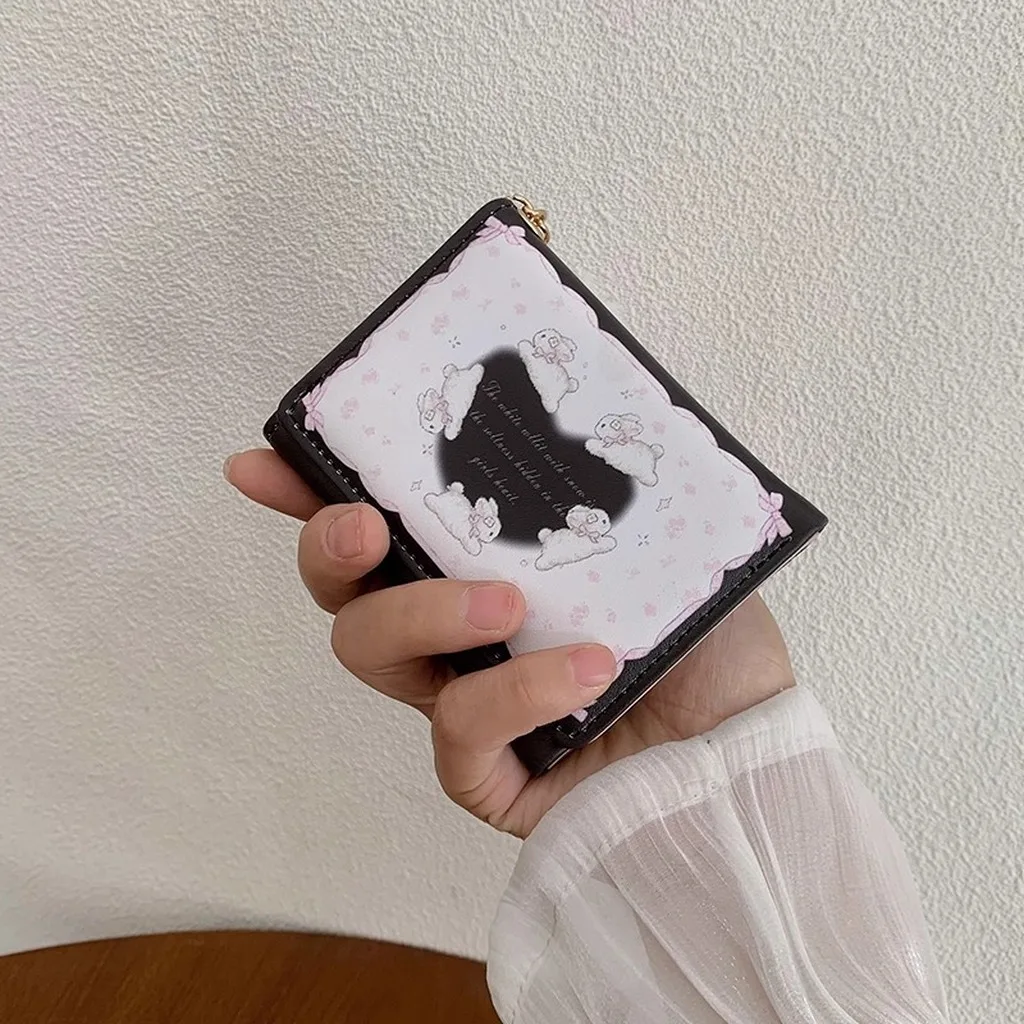 Bunny Print Wallet Tri-Fold Tri-Fold Wallet Pu Leather Wallet Cute For Daily Use Coin Storage Small Item Storage