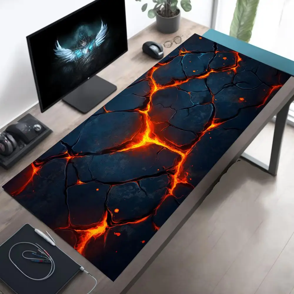 

Коврик для мыши с текстурой Magma, большой игровой коврик для мыши XXL, противоскользящий резиновый настольный коврик, расширенный геймерский офисный компьютерный аксессуар, настольные коврики