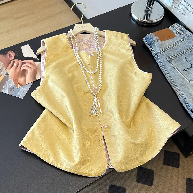 plus Size Fashionable Women's Vest Top Bottom Set Spring Autumn New Style Commute Style Single Button Closure Regular Length