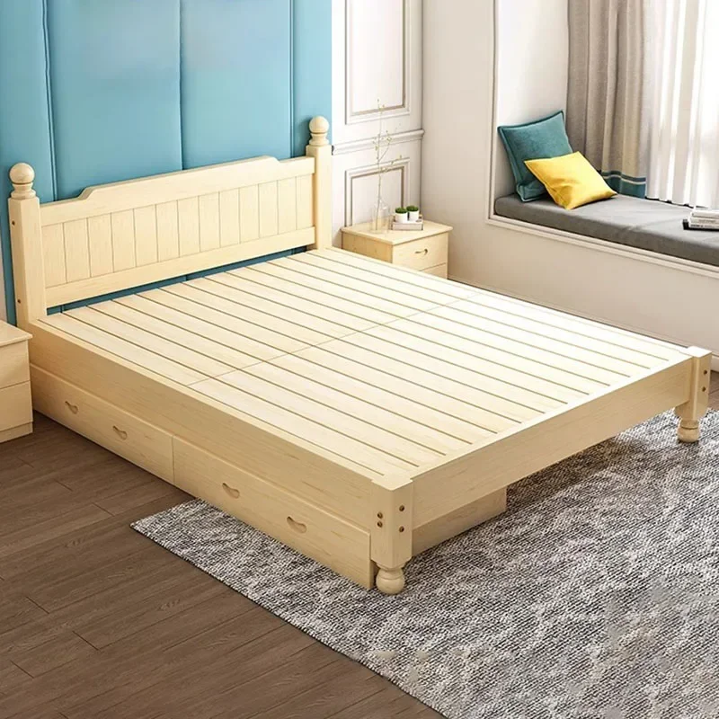European Designer Bed Solid Wood High End Relax Classic Full Body White Bed Apartment Beds King Size Bunkbed Home Furniture