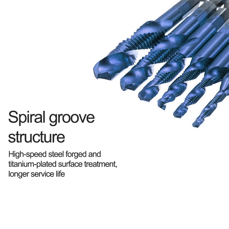 

Hex Shank Screw Thread Metric Tap Drill Bits Screw Machine HSS Compound Drill Hand Tools for Metal Steel Wood Plastic,12
