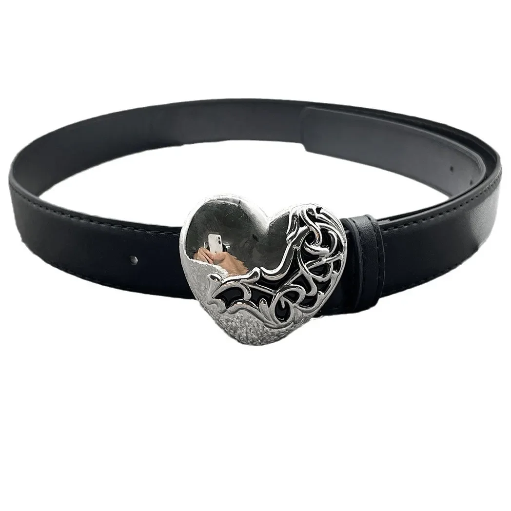 

2025 женский джинсовый ремень, женские декоративные ремни в стиле панк, винтажный ремень с тиснением в виде сердца, готический модный массивный пояс унисекс