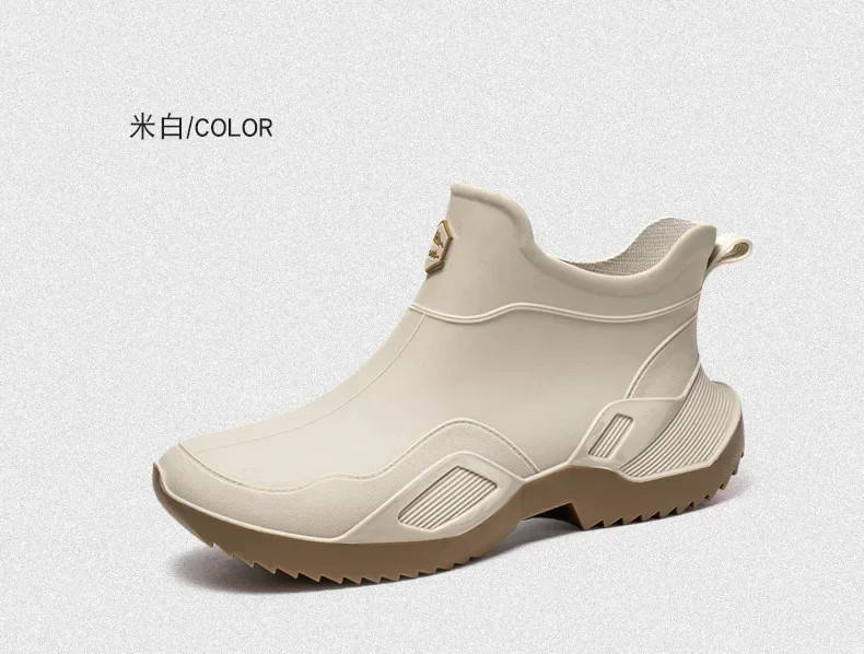 Unisex Kurze Regenstiefel Rutschfest Verstärktes PVC-Material Runde Zehenkappe Knöchelhoch Paarstiefel für Frühling und Sommer Wasserschuhe – Detail 6
