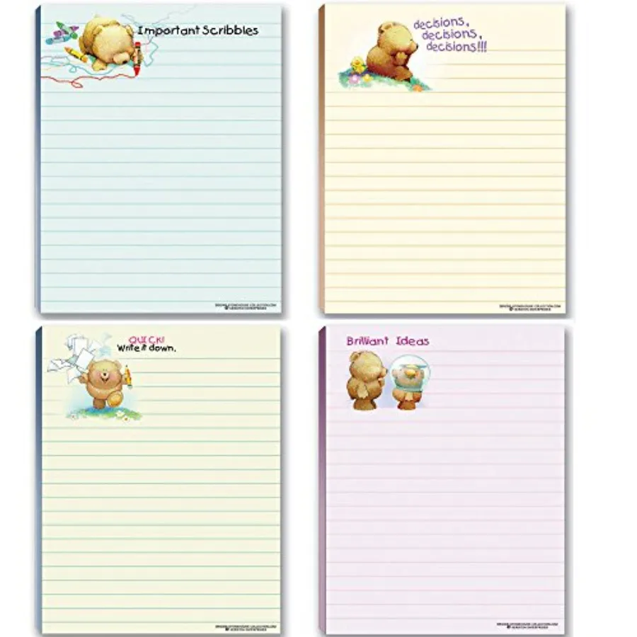 

Cute Notepads - 4 Assorted Note Pads - Sweet with a Touch of Humor