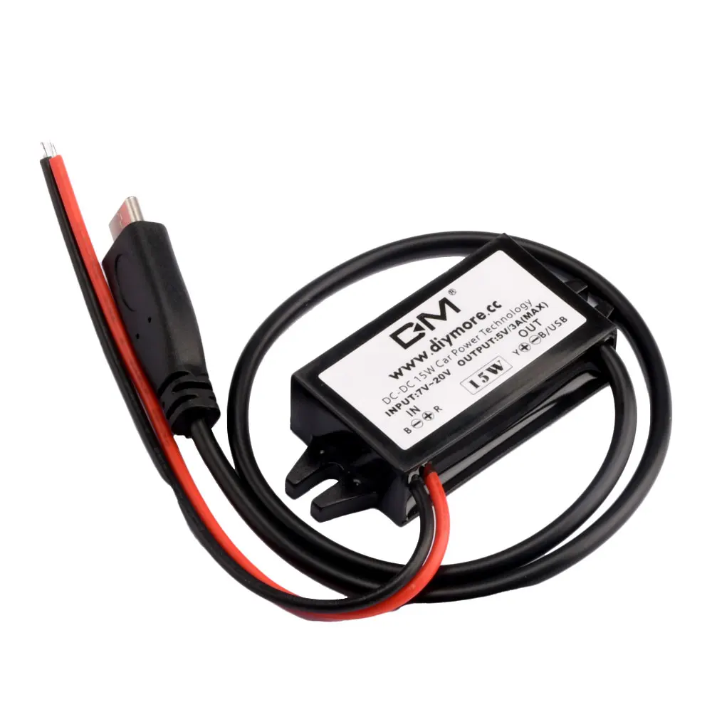 Ultra-Thin Vehicle Potting Power Cord DC-DC 5V/3A Converter Compact Waterproof DC Charger Cable for Car Reliable