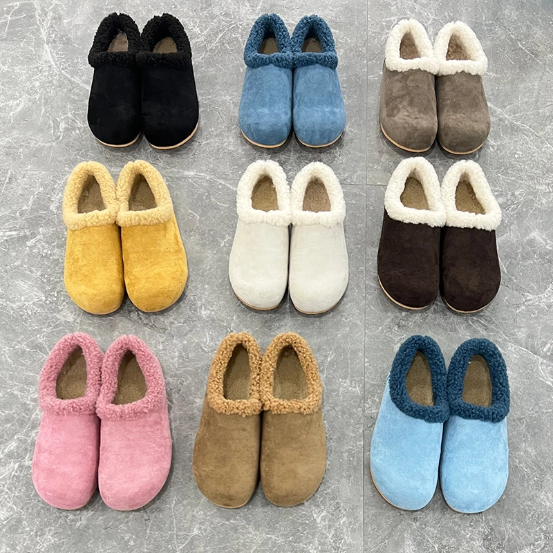 New Couple Boken Plush Cotton Shoes with Multi color Wide Foot Cold proof Corduroy Dopamine Youth Fashion Shoes