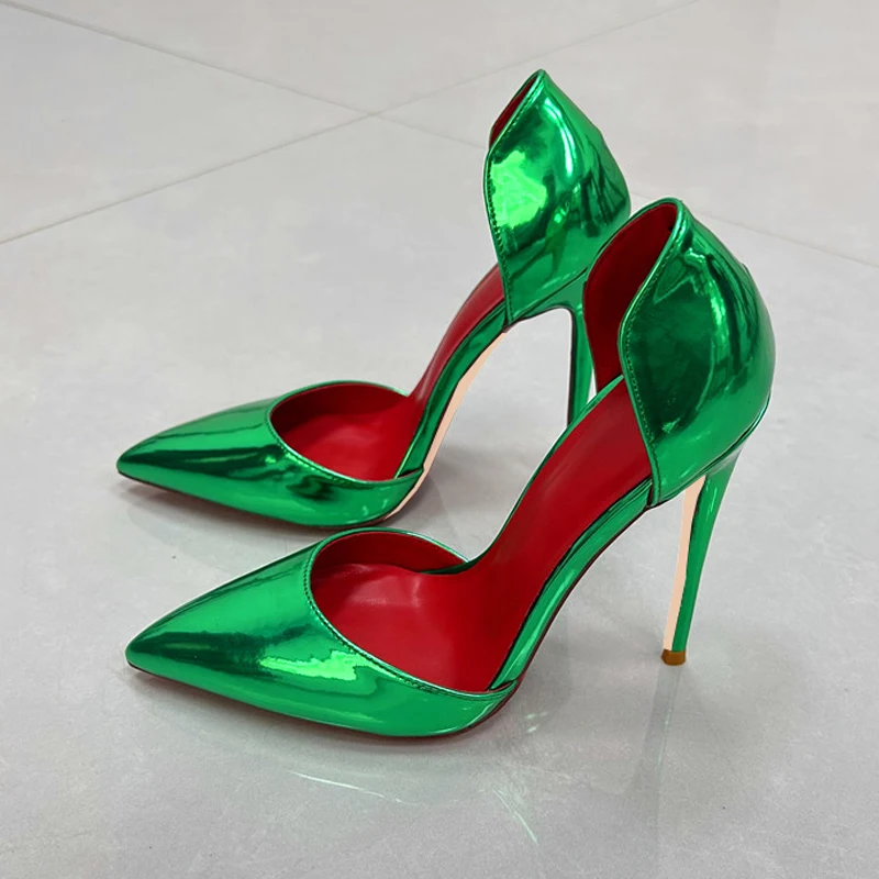 الأخضر النساء مضخات 12 سنتيمتر عالية الكعب أشار تو الخناجر الضحلة ليلة نادي الزفاف فستان الحفلات أحذية QP252 #1