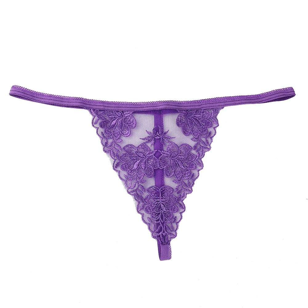 

Women Sexy Lingerie Underwear Thong Embroidered Flower Lace Transparent Mesh