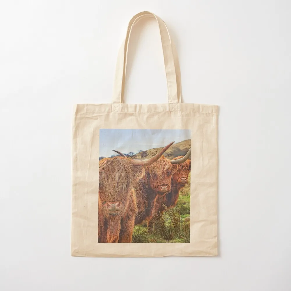 

Highland Cow Trio Isle of Skye Scotland Tote Bag Women's shopping bag Lady bag free delivery bags Canvas Tote