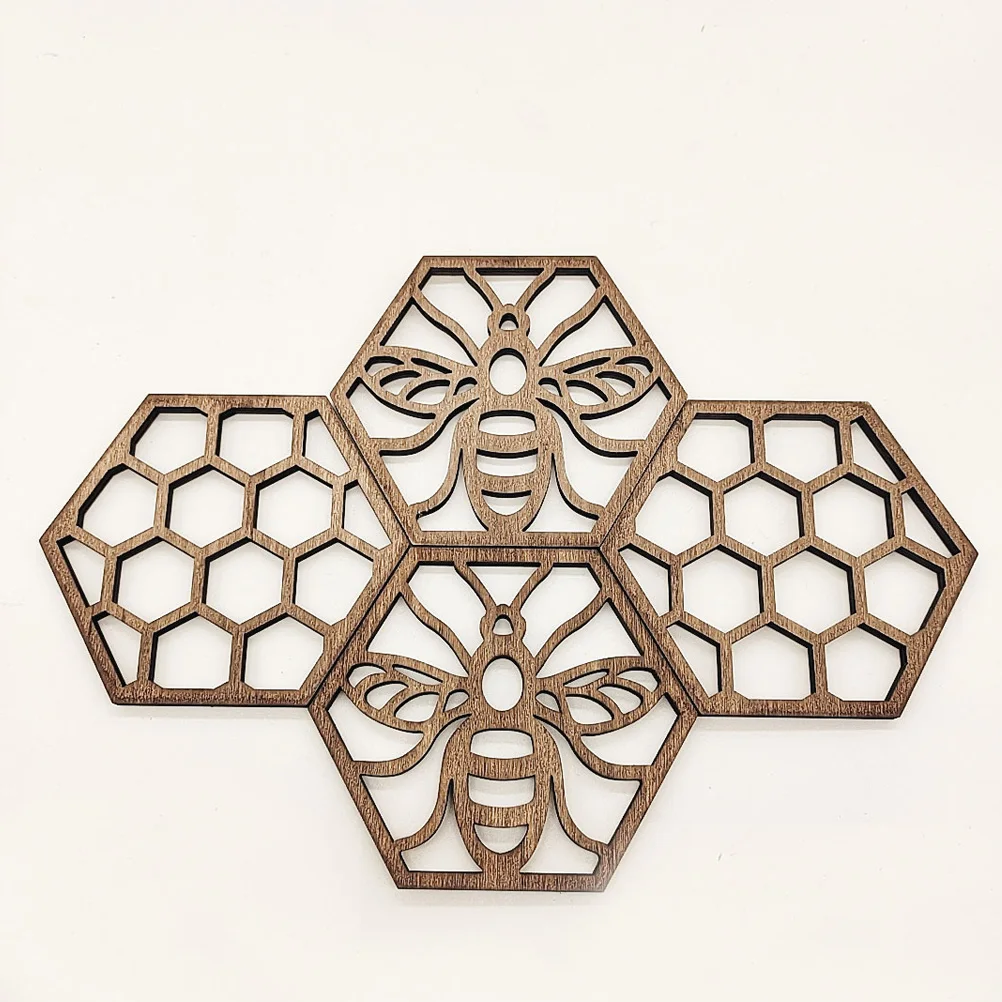 

10Pcs Creative Wooden Coasters Absorbent Multi Purpose Table Mats Mug Placemat Honeycomb Design Kitchen Decoration