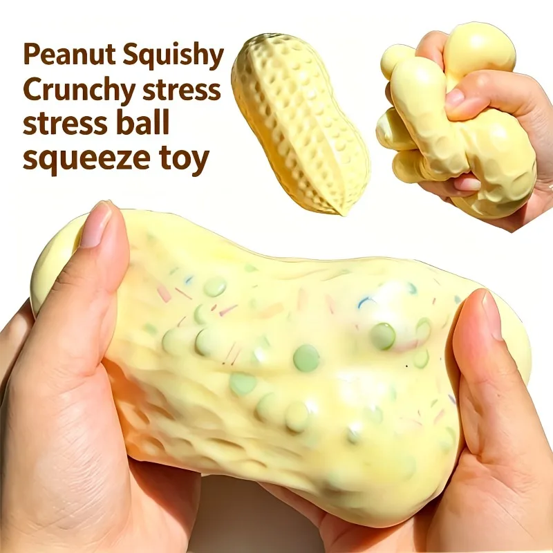 Peanut Squishy Crunchy Stress Ball Squeeze Toy Handmade Squeeze Ball Buttery-Soft Feel Fidget Toy ASMR Sensory Toys for Adults